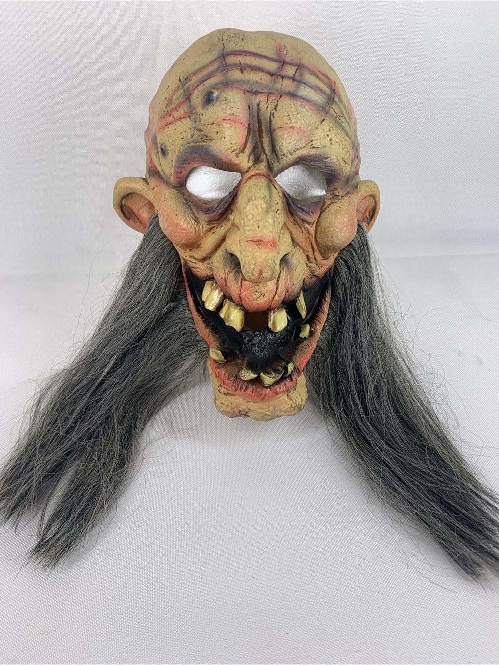Vintage Paper Magic Group Scary Old Man Mask in Beige with Gray Hair